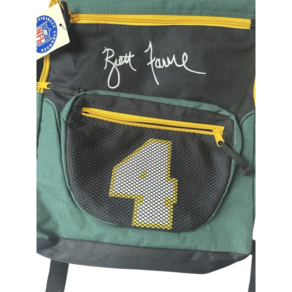 Vintage Brett Favre Green Bay Packers NFL Backpack Number 4 Green Black NWT